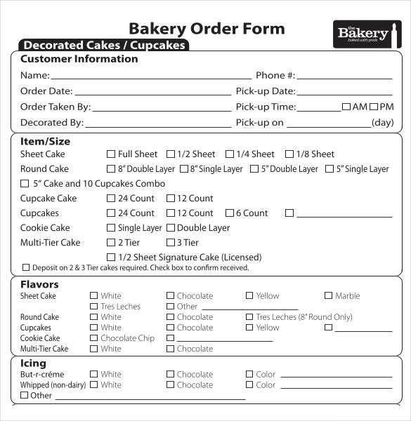 21+ Bakery Order Templates