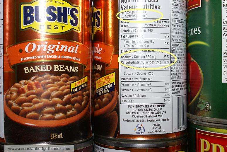 33 Bush Baked Beans Nutrition Label