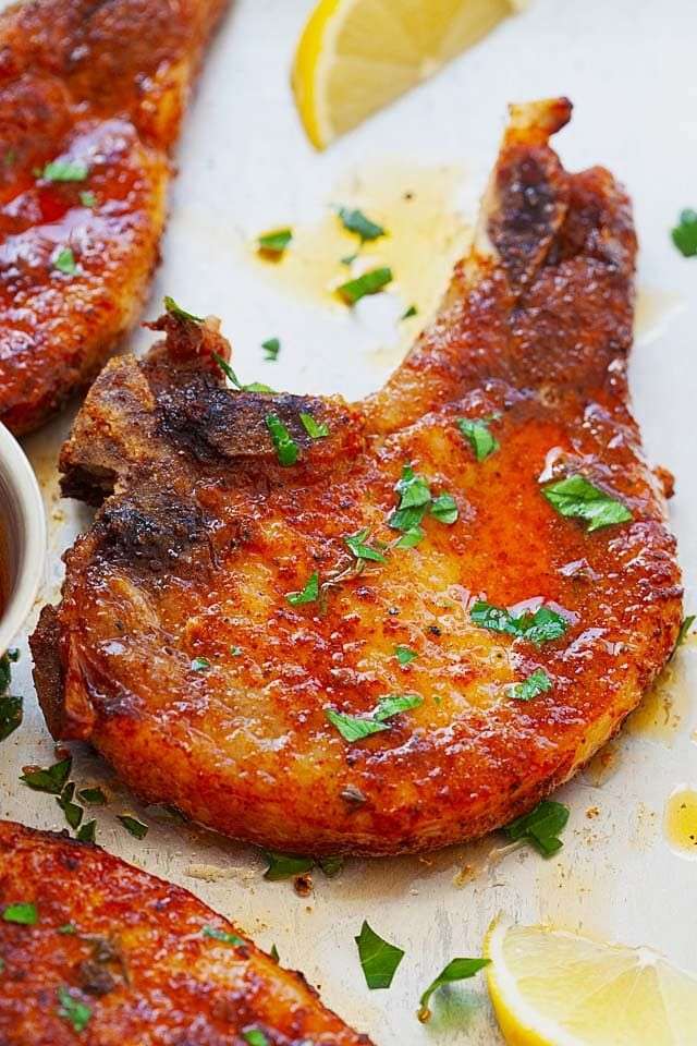 4 ingredient oven baked pork chops with bone