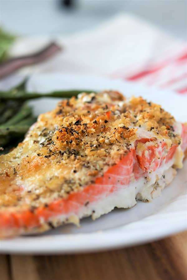 Baked Salmon with Mayo and Parmesan Herb Crust
