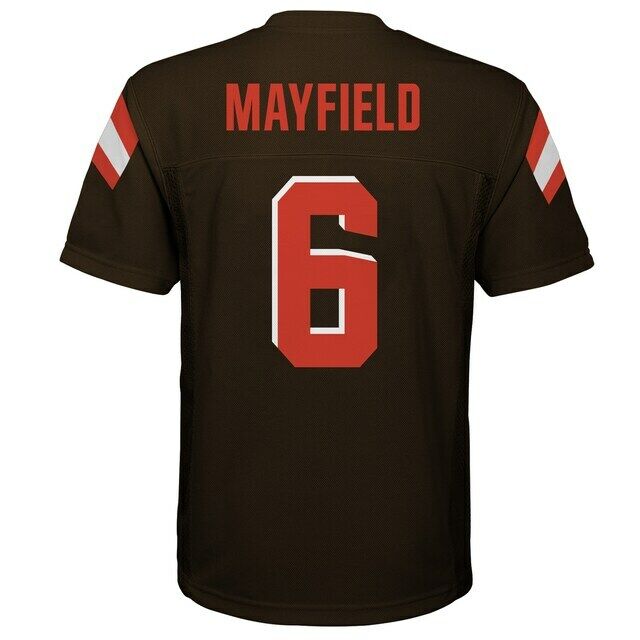 BAKER MAYFIELD CLEVELAND BROWNS KIDS SIZE LARGE 7 BROWN MID