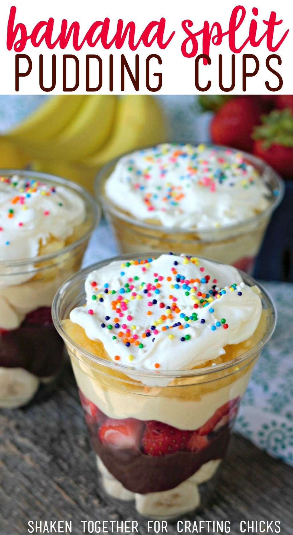 Banana Split Pudding Cups are an easy no bake dessert with ...