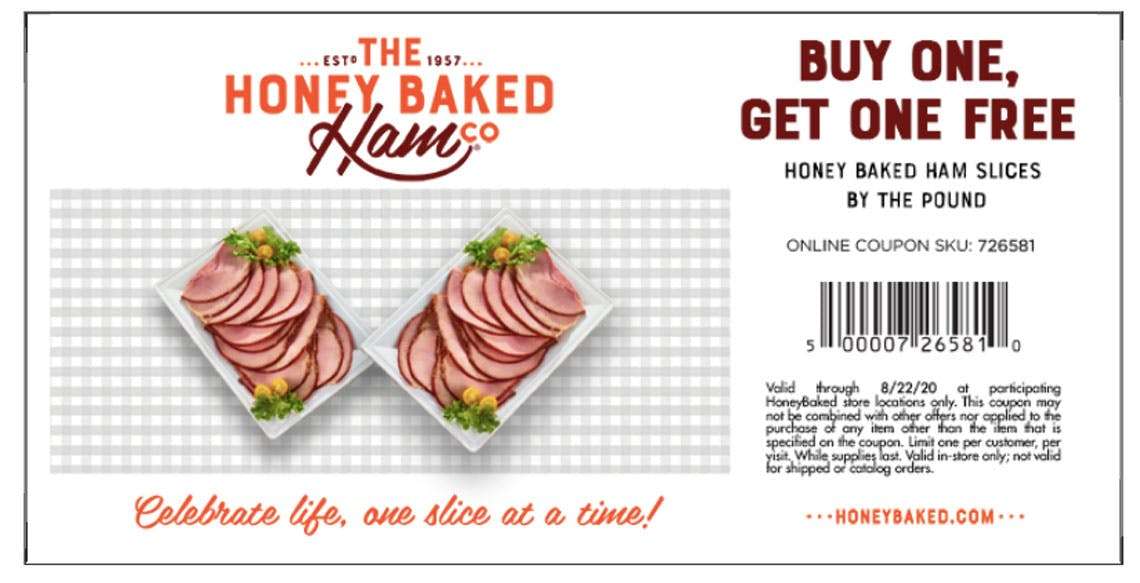 BOGO Free Honey Baked Ham Slices by the Pound