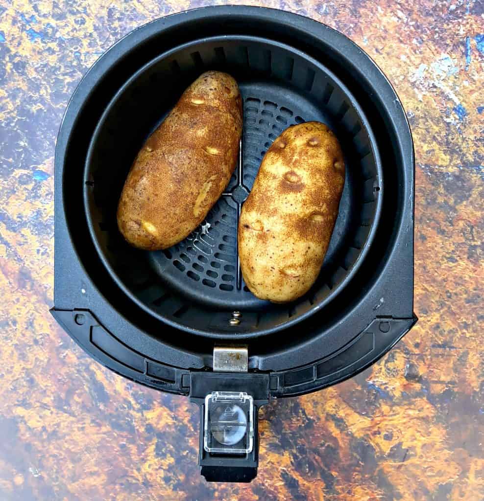 Easy Air Fryer Baked Potatoes + {VIDEO}