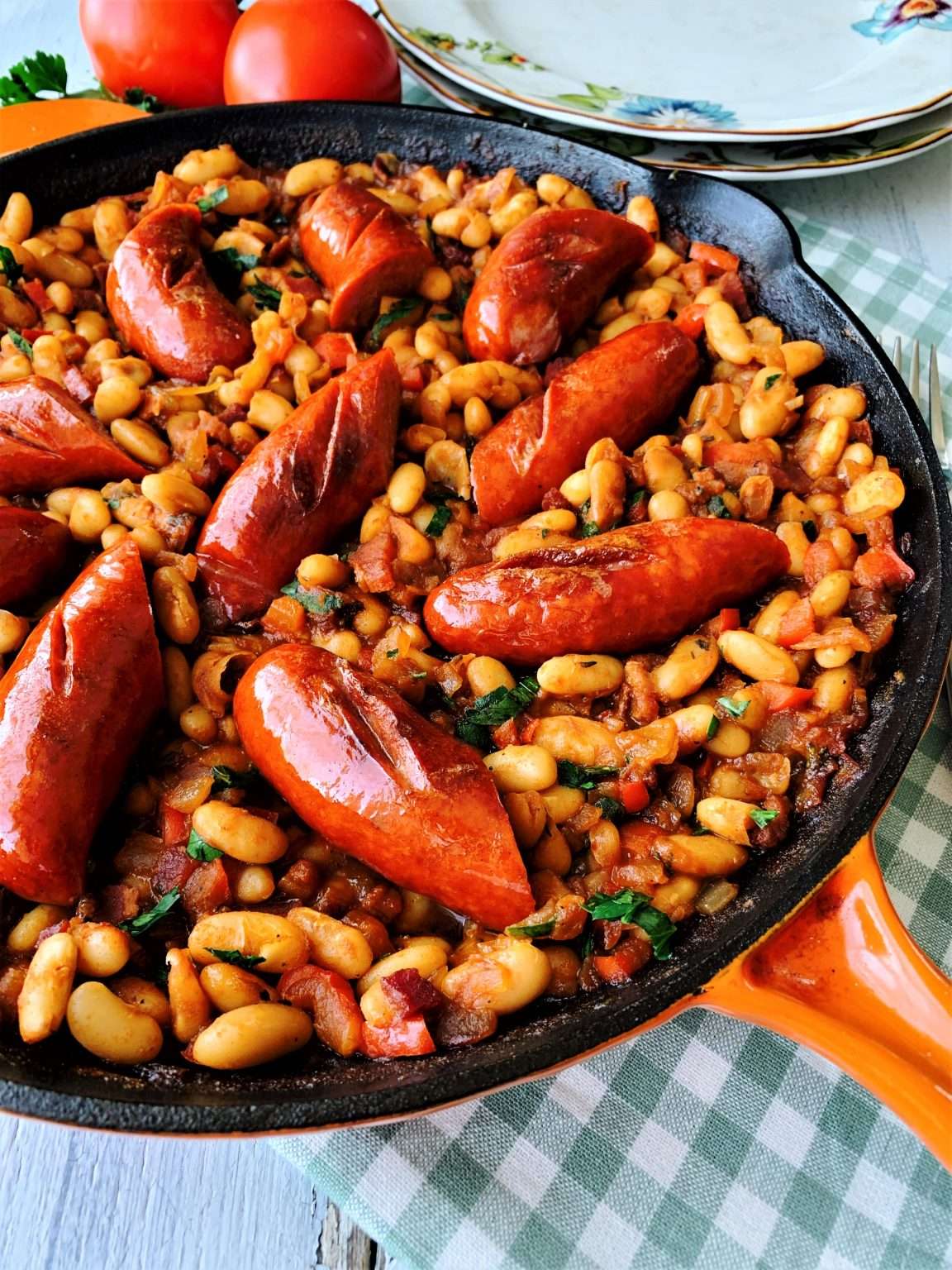 Grilled Smokies &  Easy Baked Beans