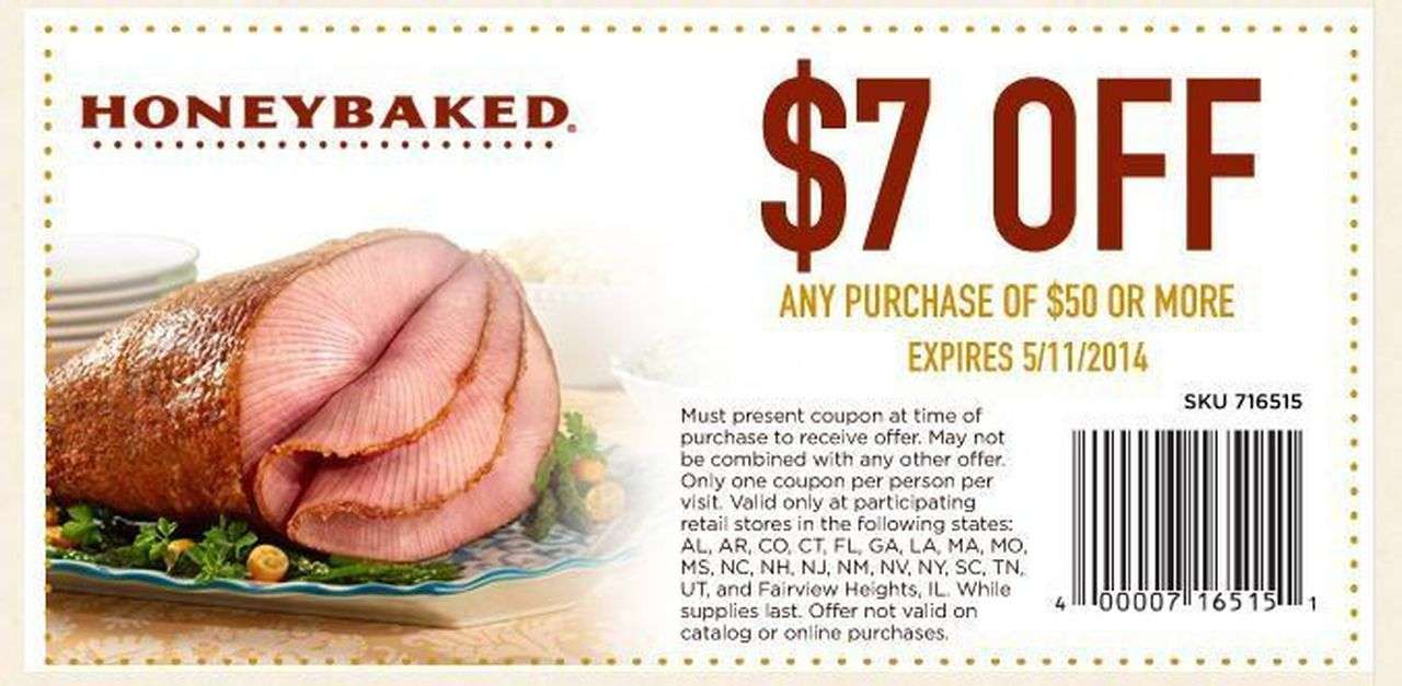 HoneyBaked Ham: $7 off $50 coupon