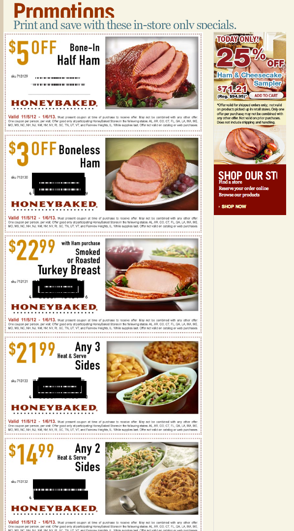 HoneyBaked Ham printable coupons