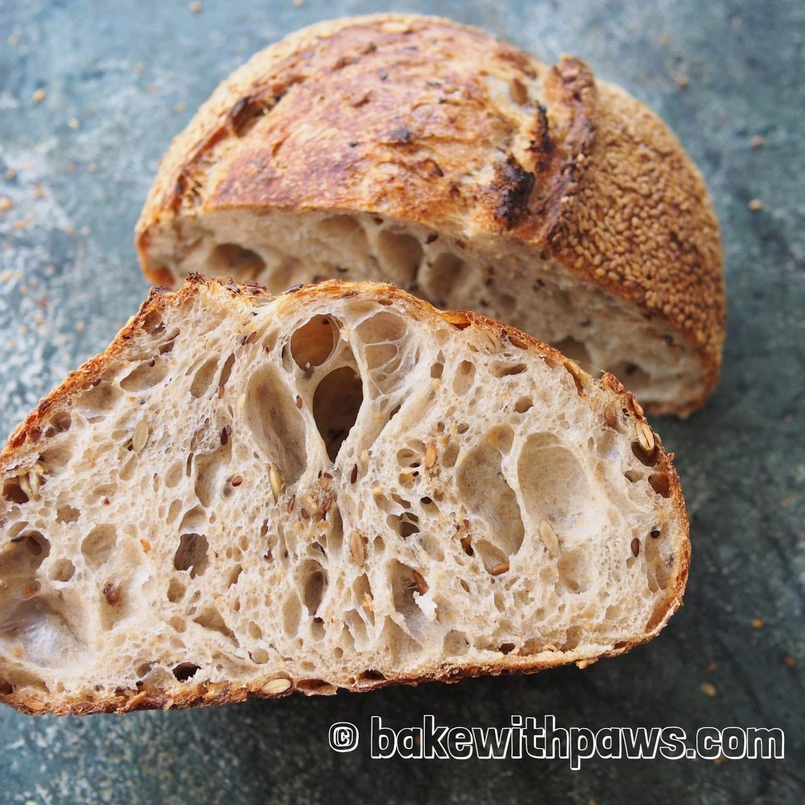 Multiseed Open Crumb Sourdough Bread