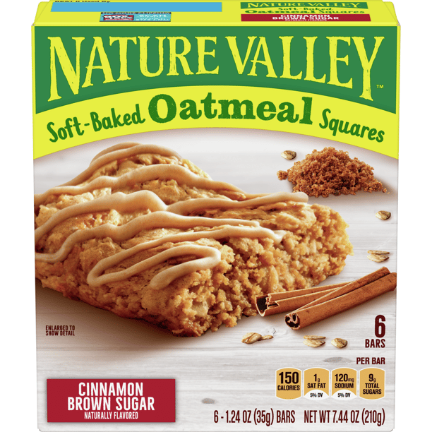 Nature Valley Soft Baked Oatmeal Squares Cinnamon Brown Sugar, 7.44 oz ...