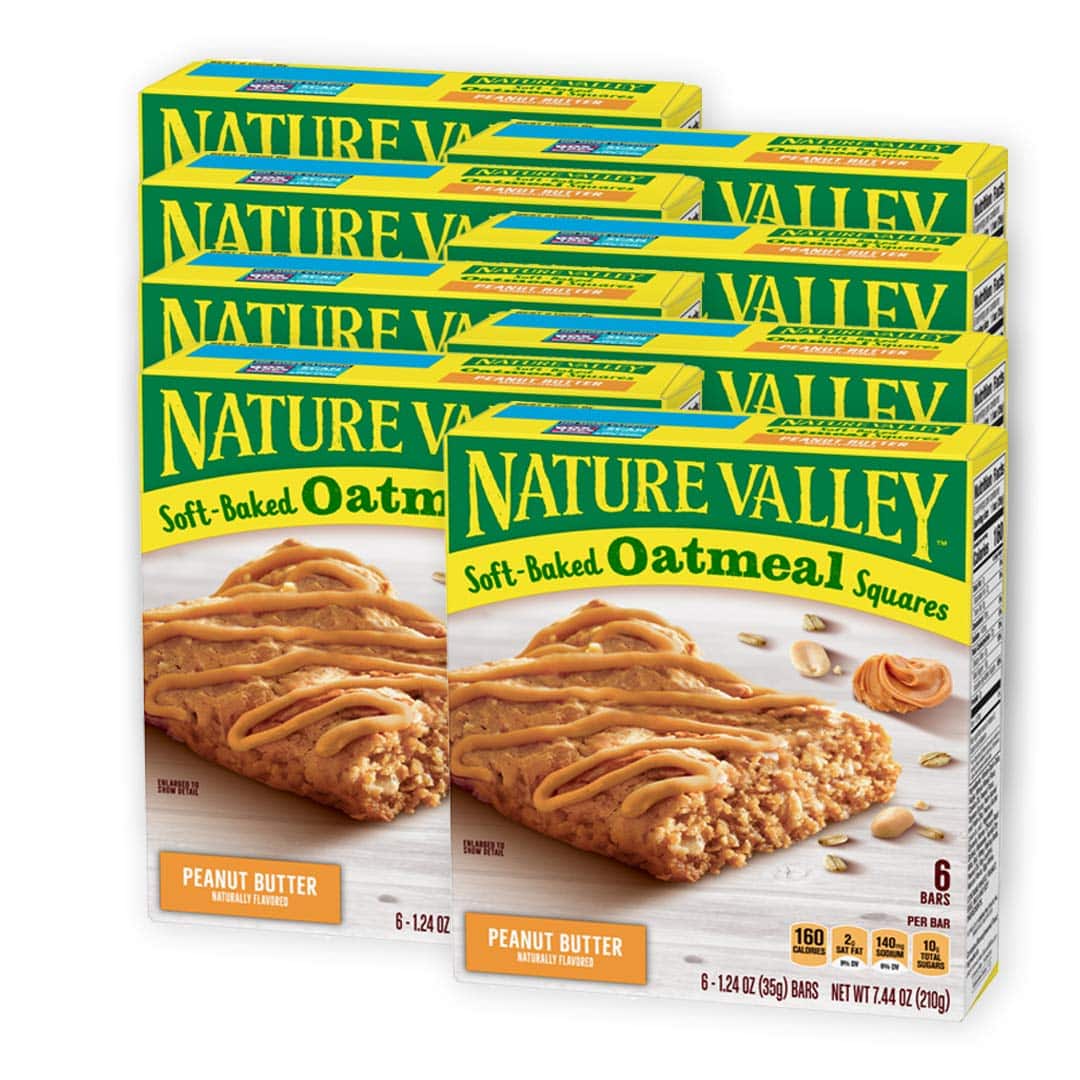 Nature Valley Soft Baked Oatmeal Squares, Peanut Butter, 6 Bars, 1.24 ...