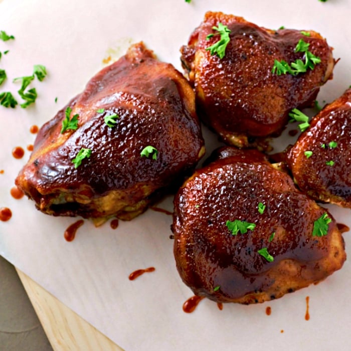Oven Baked BBQ Chicken Thighs (Slow Roasted) â¢ Zona Cooks