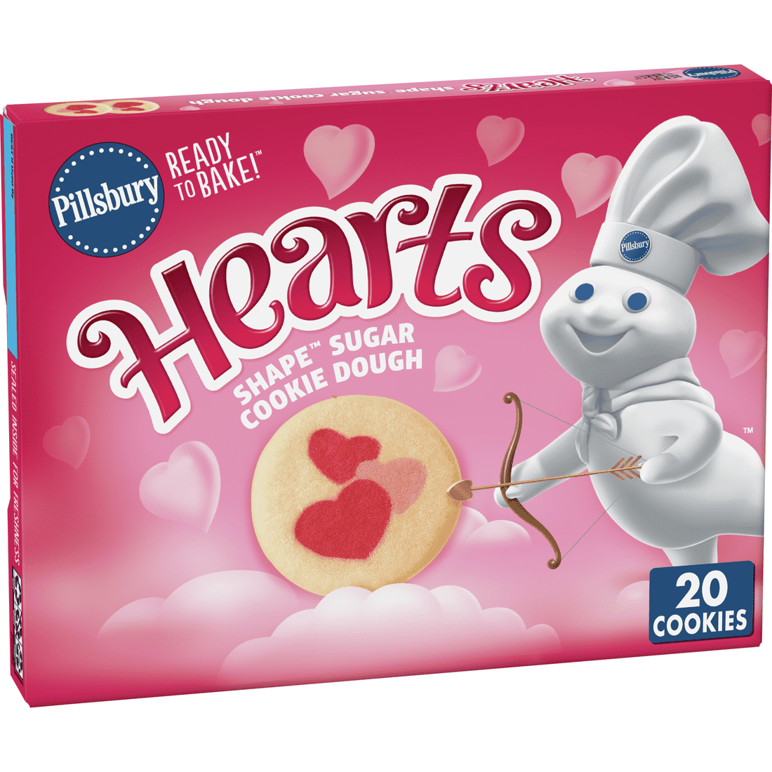 Pillsbury Ready to Bake! Hearts Shape Sugar Cookie Dough, 20 count, 9.1 ...