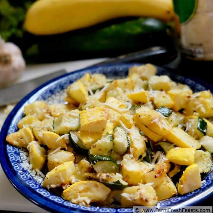 Roasted Zucchini and Yellow Squash with Parm and Garlic