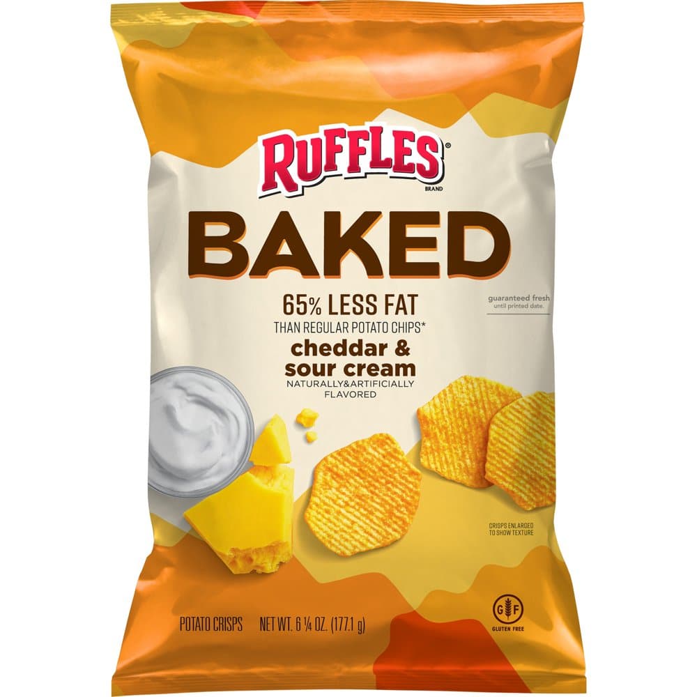 Ruffles Baked Cheddar &  Sour Cream Flavored Potato Crisps, 6.25 oz Bag ...