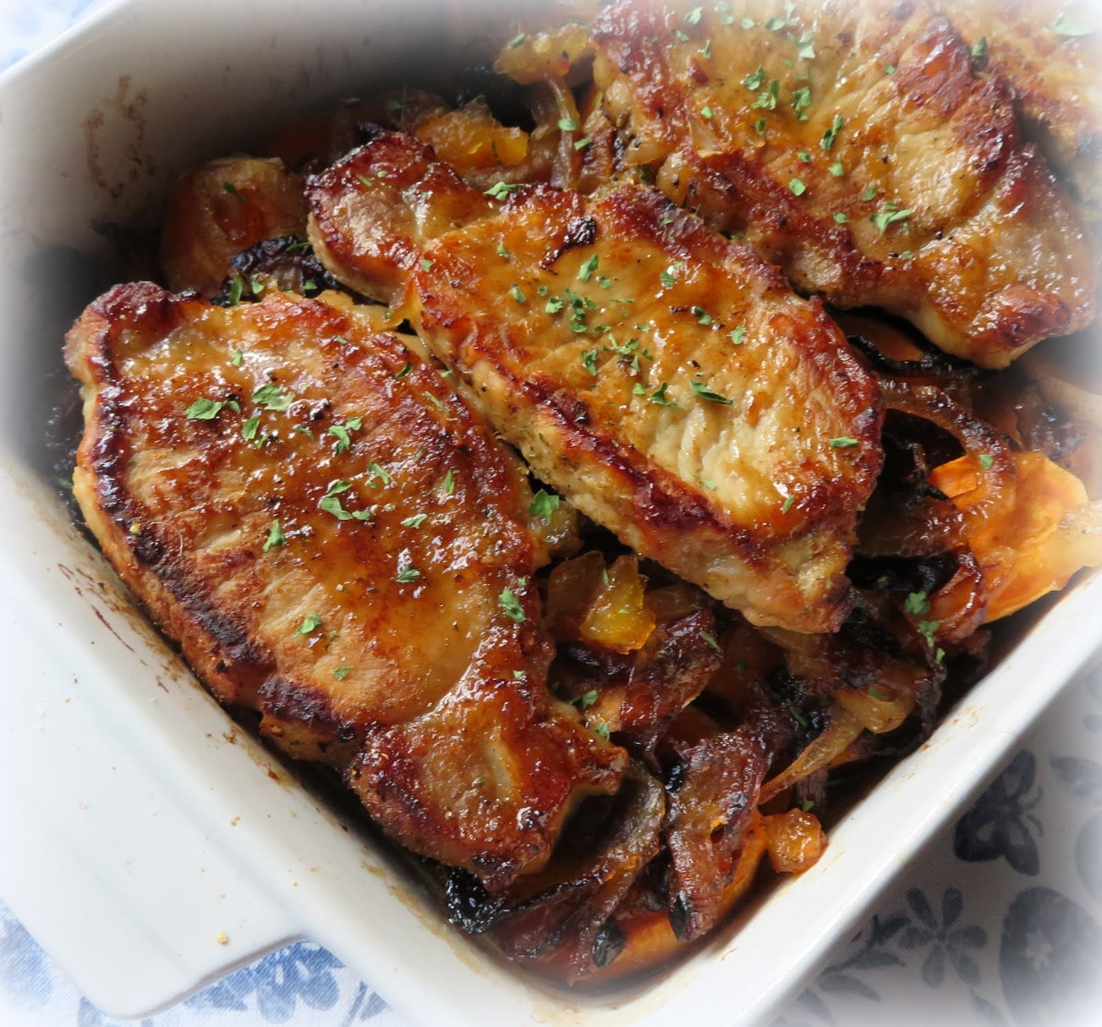 The English Kitchen: Pork Chops Baked with Sweet Potatoes