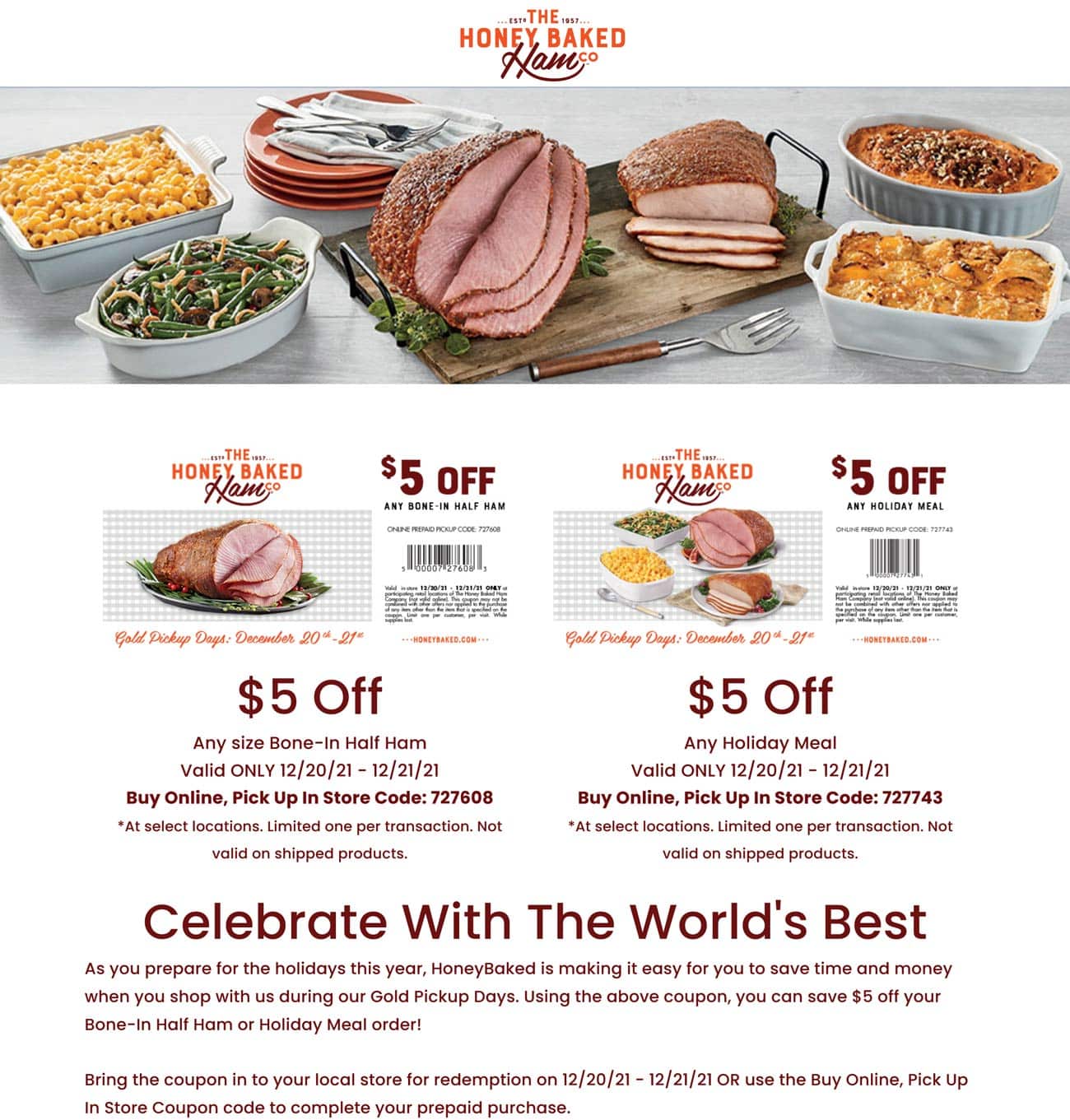 The Honey Baked Ham Company March 2022 Coupons and Promo Codes